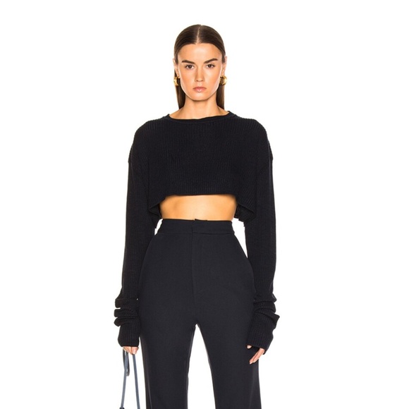 New JIL SANDER. SWEATER CROP LONG SLEEVE NAVY SIZE 38